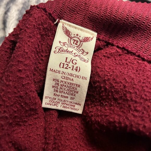 Faded Glory Burgundy Ribbed Leggings - L - 30" Waist, 24" Inseam - Picture 6 of 10